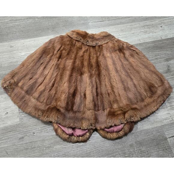 Vintage Famous Barr Co. Mink Fur Capelet Cloak Shawl Wrap w. Pockets - Picture 5 of 10